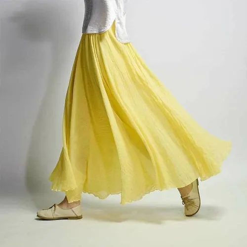 Elegant High Waist Linen Maxi Skirt