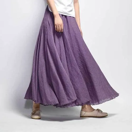 Elegant High Waist Linen Maxi Skirt
