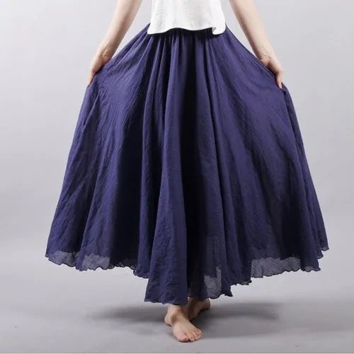 Elegant High Waist Linen Maxi Skirt