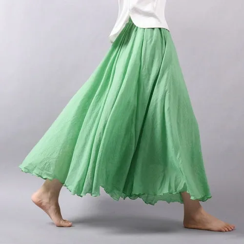 Elegant High Waist Linen Maxi Skirt