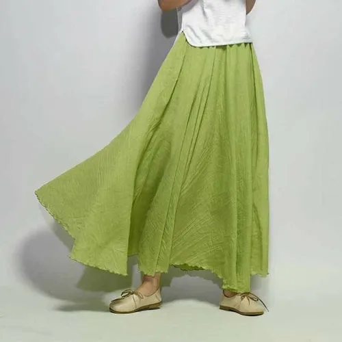 Elegant High Waist Linen Maxi Skirt