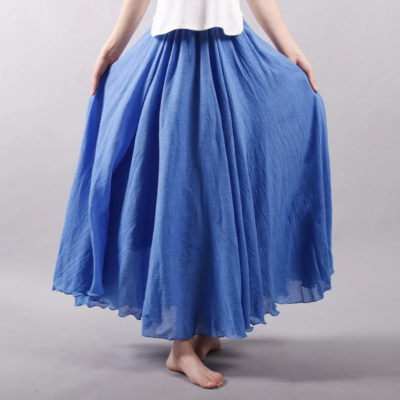 Elegant High Waist Linen Maxi Skirt