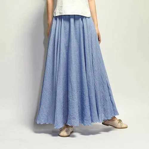 Elegant High Waist Linen Maxi Skirt
