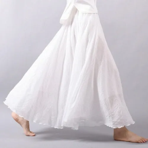 Elegant High Waist Linen Maxi Skirt