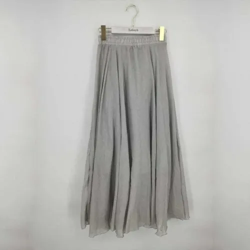 Elegant High Waist Linen Maxi Skirt