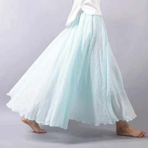 Elegant High Waist Linen Maxi Skirt