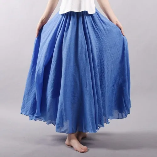Elegant High Waist Linen Maxi Skirt