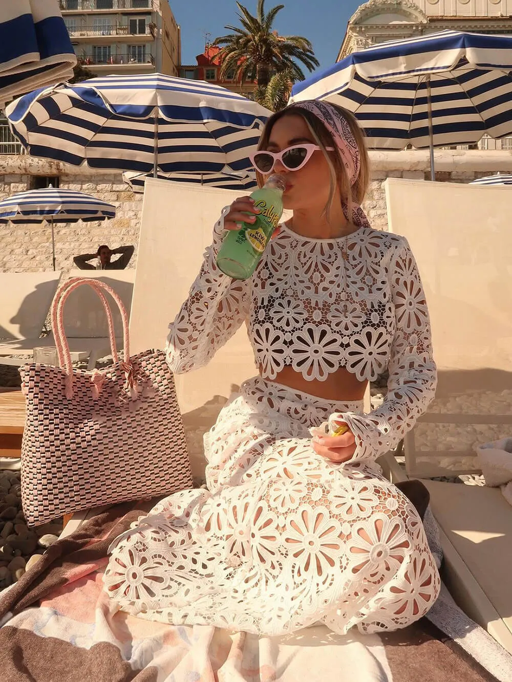 Elegant Slim Cutout Lace Top   Half-body Skirts Set