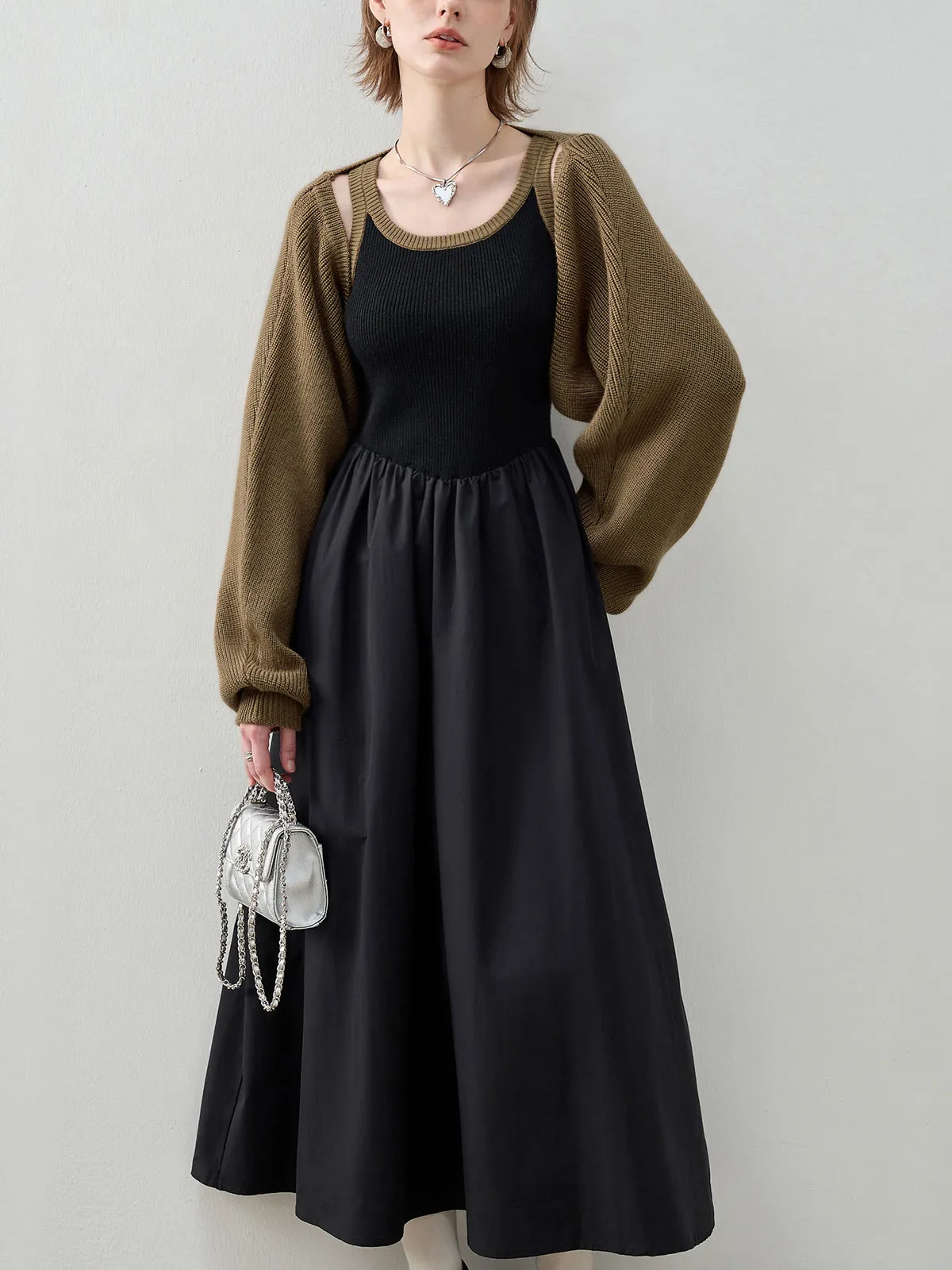 Essential Two Piece Trendy Bolero Long Sweater Dress