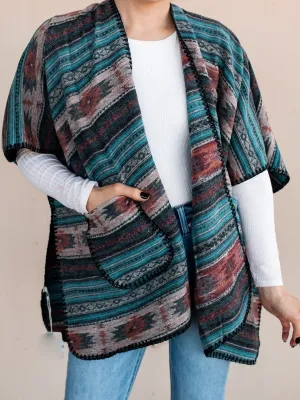 Fall Dreams Aztec Double Pocket Kimono | Pre-Order