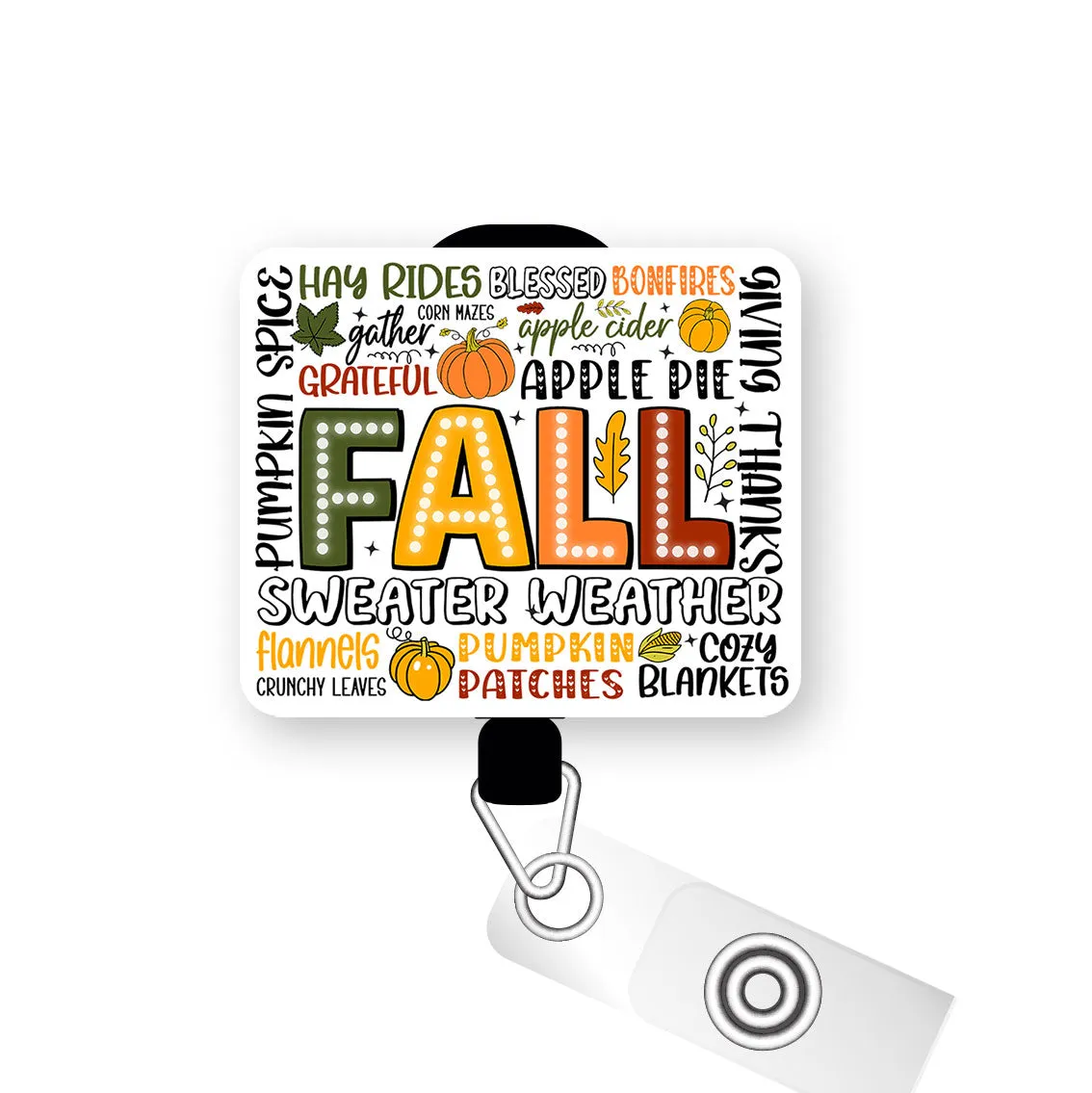 Fall Festivities Collage Pop Topper Swapfinity Retractable ID Badge Reel