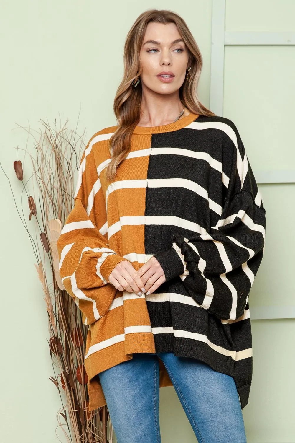 Fashion Meets Comfort Striped Drop Shoulder Top