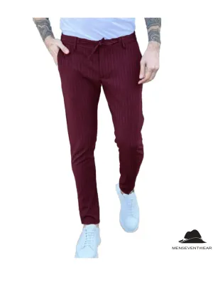 Fashion Men's Suit Pants Stripe Regular Fit Trousers