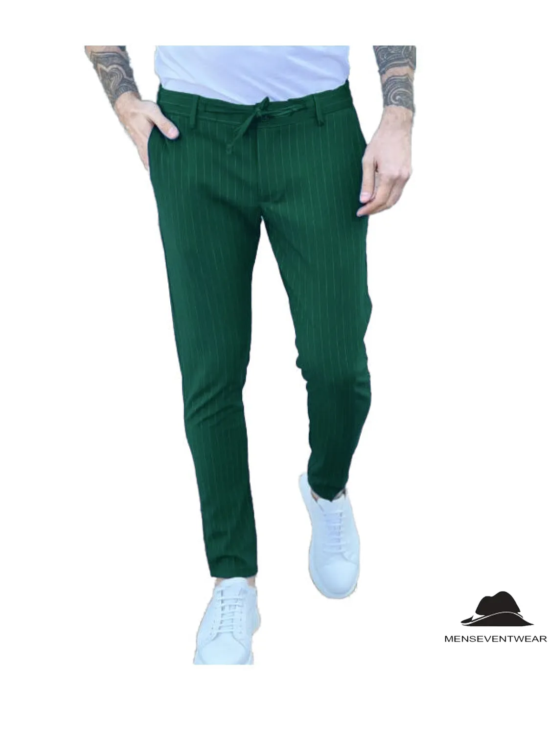 Fashion Men's Suit Pants Stripe Regular Fit Trousers