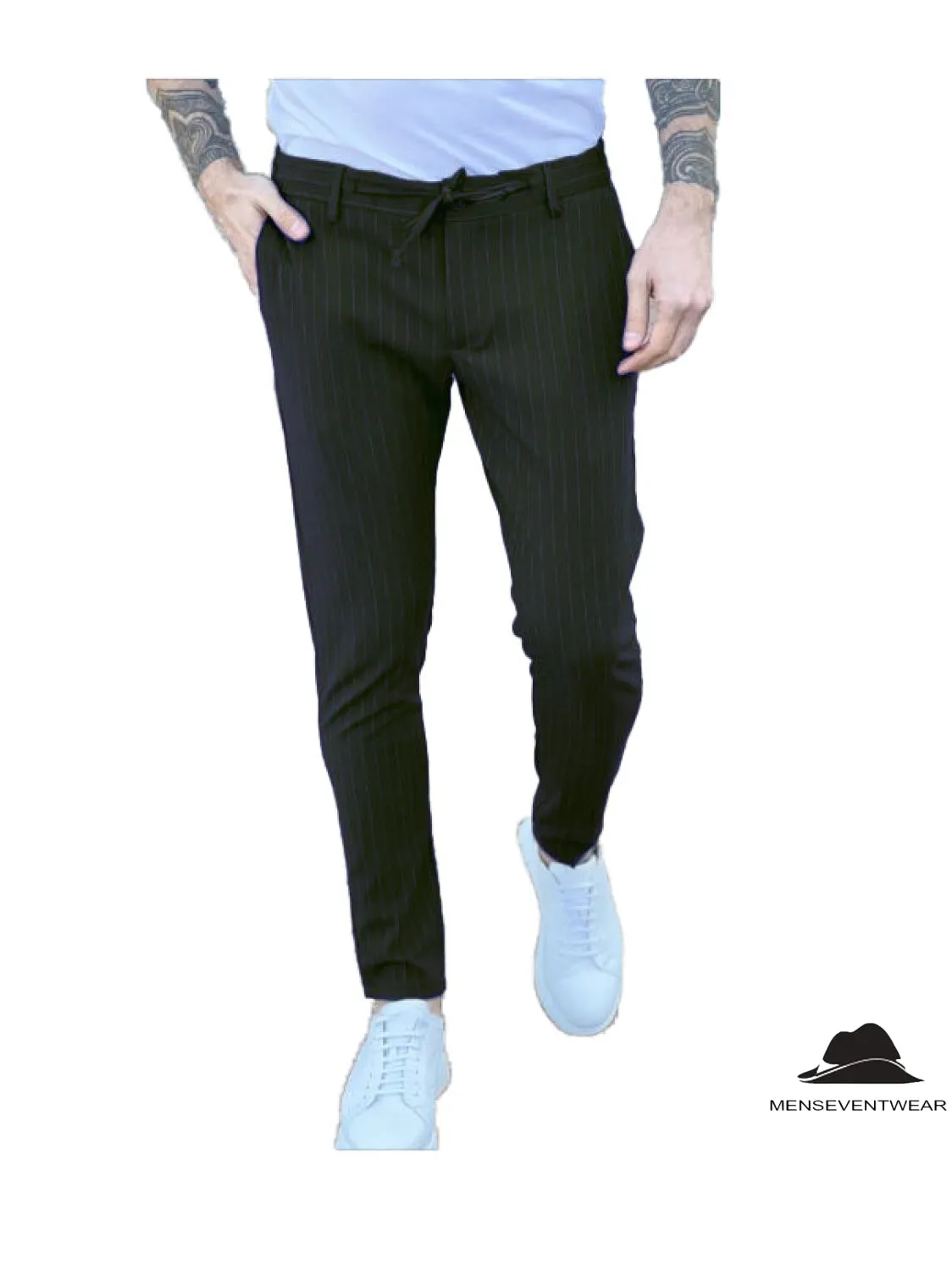 Fashion Men's Suit Pants Stripe Regular Fit Trousers