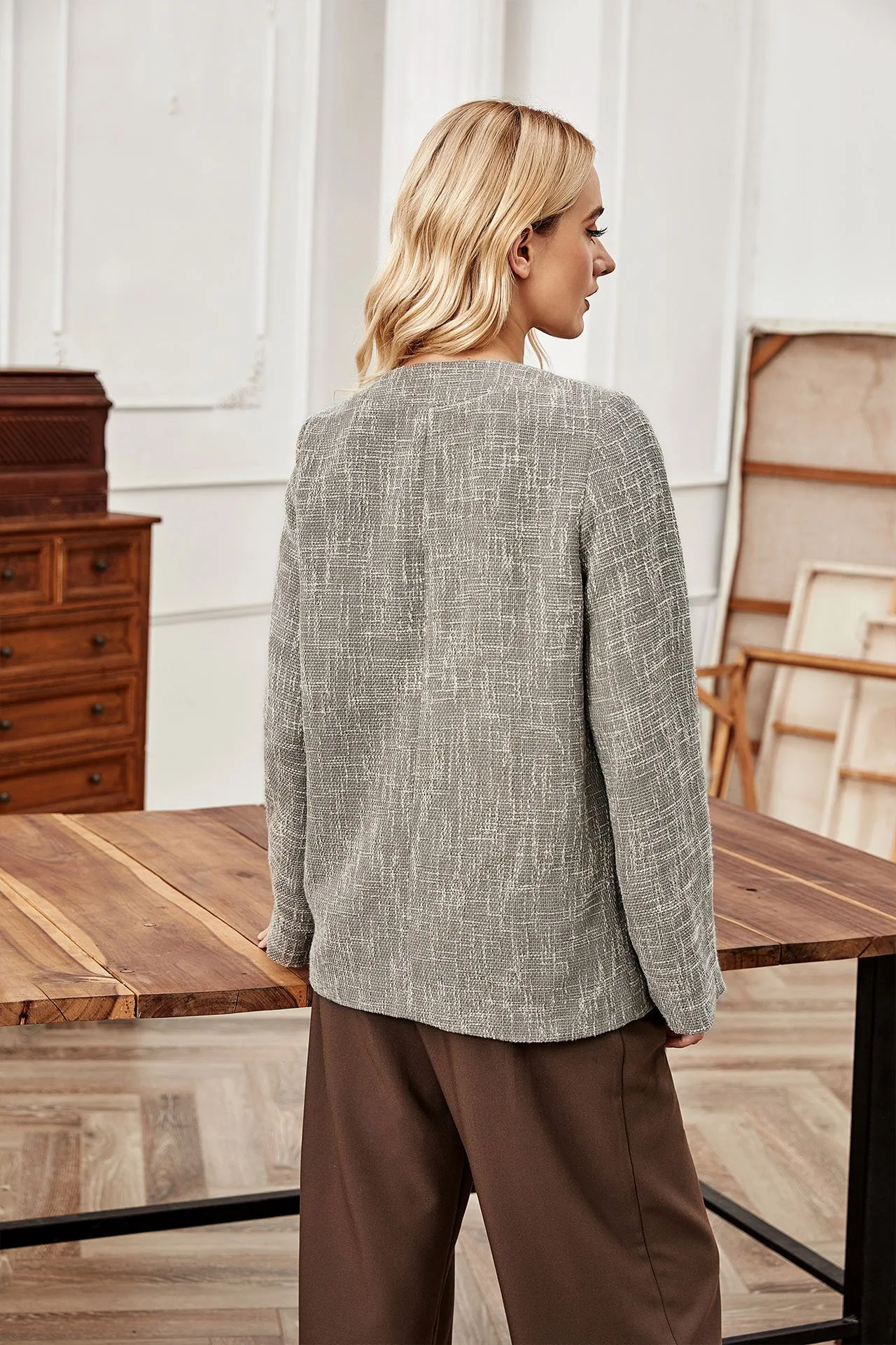 Fashion Woven Fabric Women'S Long Sleeve Single Breasted Loose Wholesale Blazers Business Casual