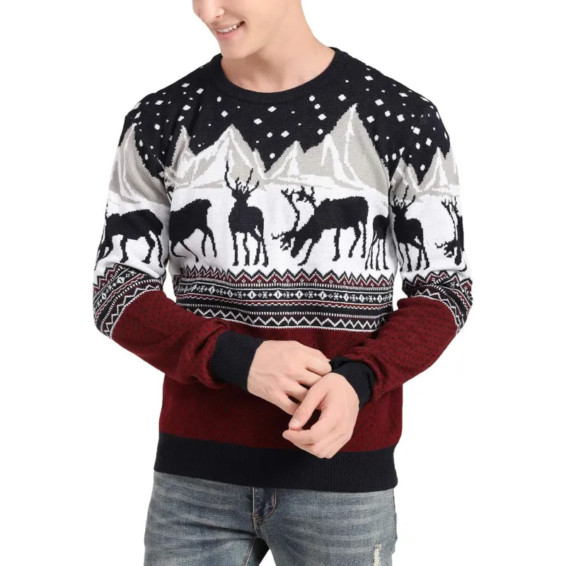 Festive Christmas Sweater Adorned with Snowflake Prints
