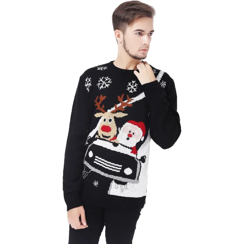 Festive Christmas Sweater Adorned with Snowflake Prints