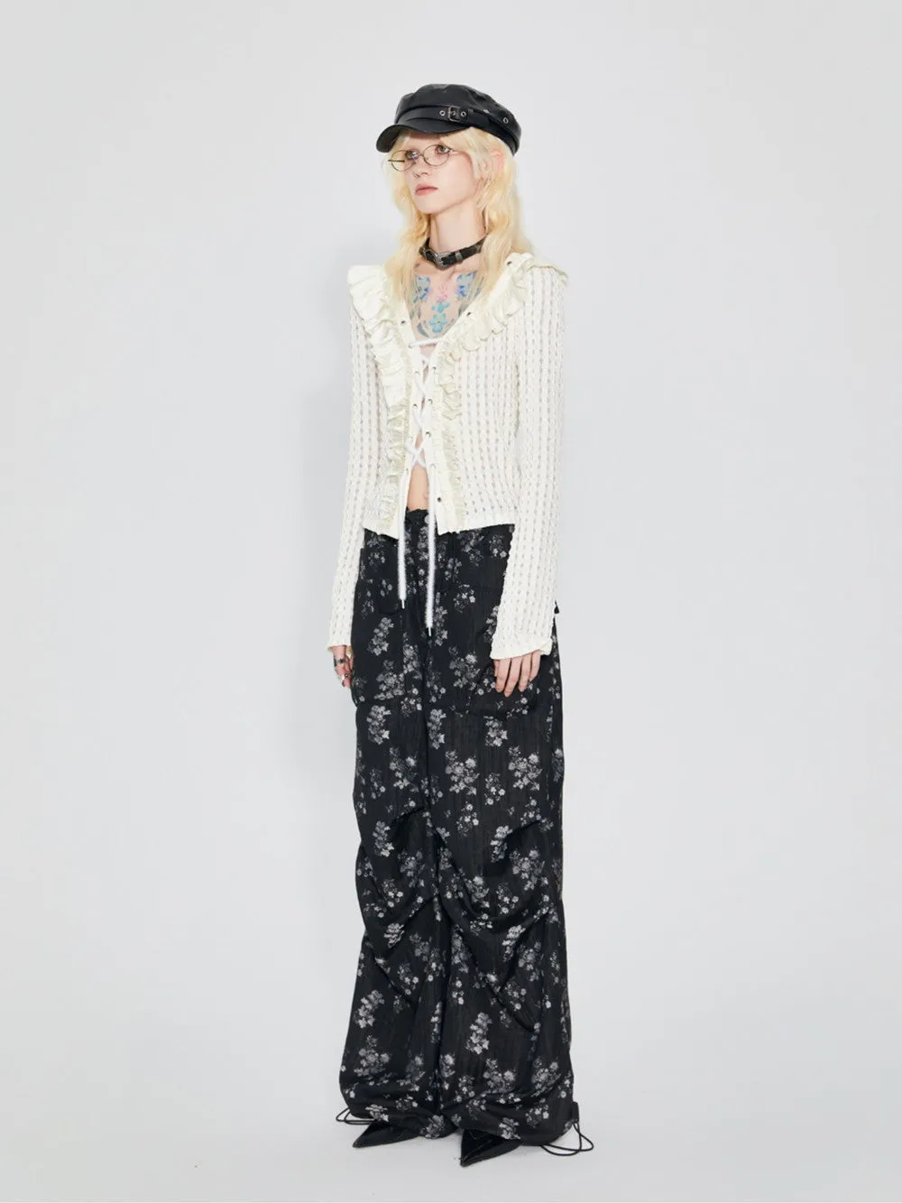 Flower Retro Loose Casual Pants