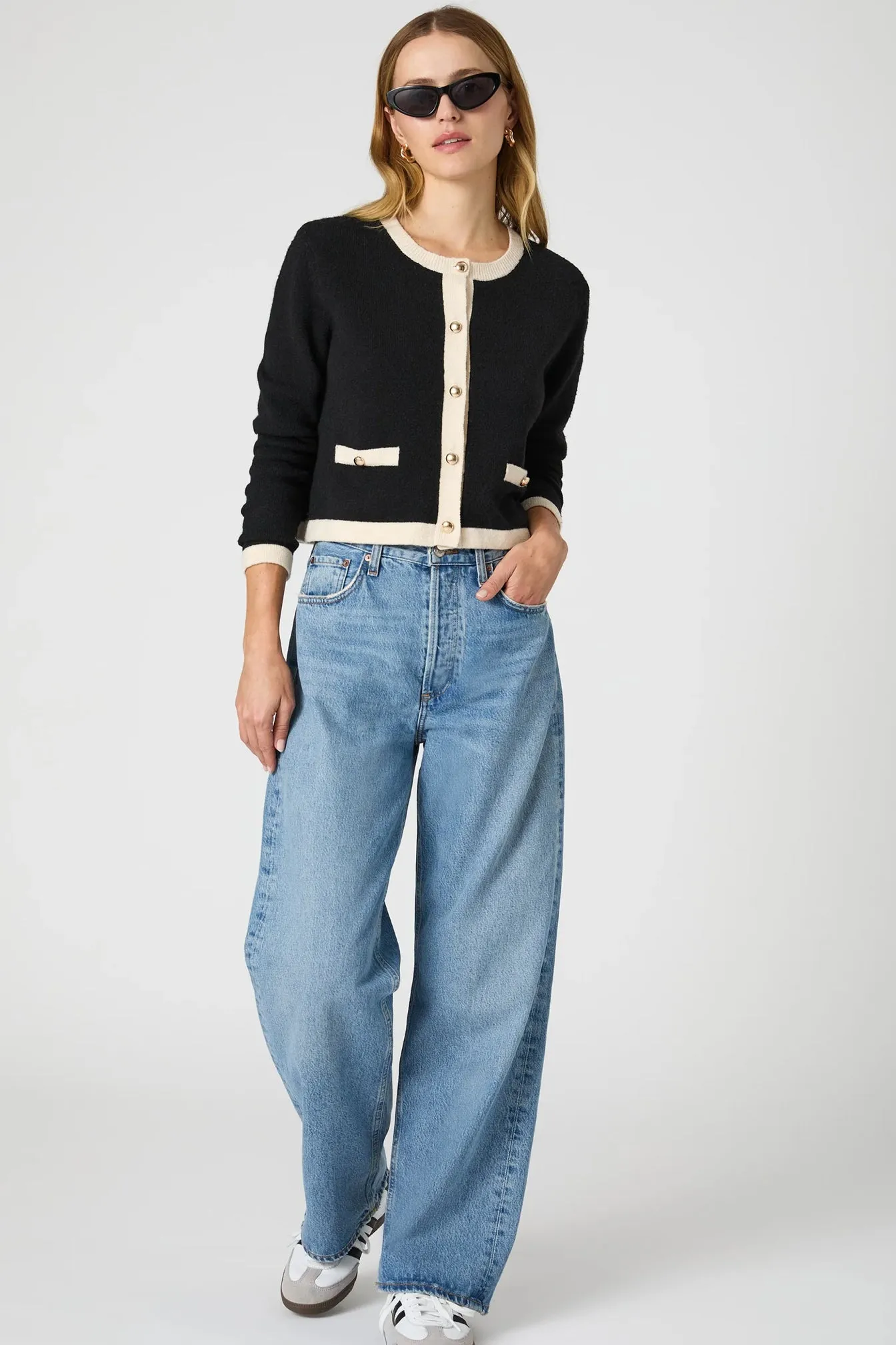 French Connection Black Vhari Contrast Cardigan