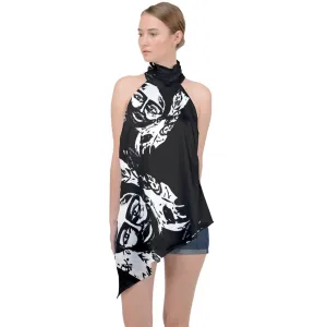 Frida Halter Asymmetric Satin Top