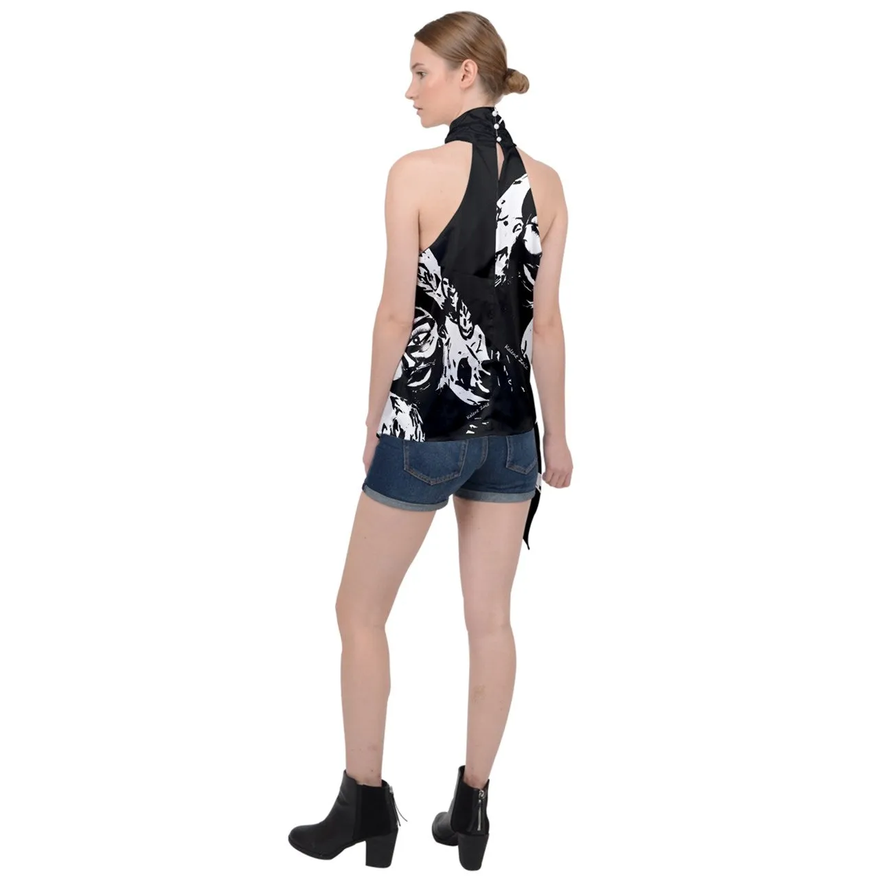 Frida Halter Asymmetric Satin Top