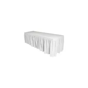 Genuine Joe Nonwoven Table Skirts - 14 ft Length - Adhesive Backing - Polyester - White - 1 Each