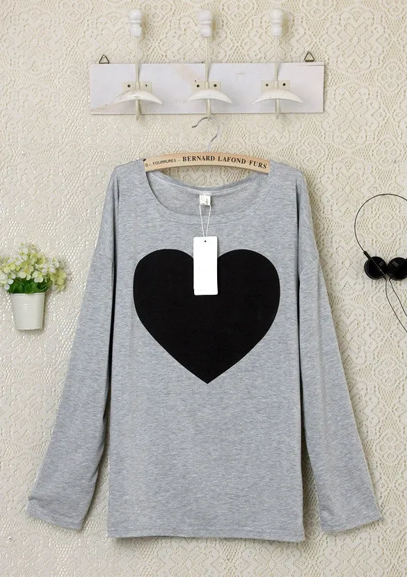 Heart Pattern Long Sleeve T-Shirt
