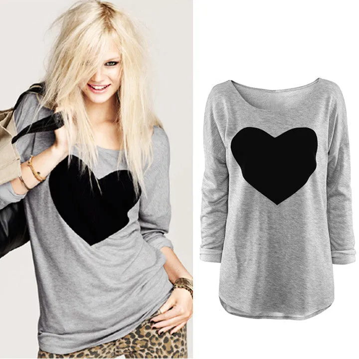 Heart Pattern Long Sleeve T-Shirt