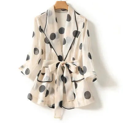 High Quality Polka Dot Organza Suit Blazer Jacket