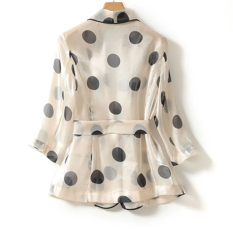 High Quality Polka Dot Organza Suit Blazer Jacket