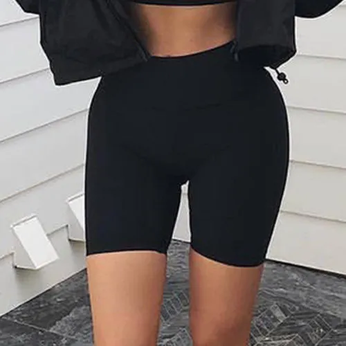 High Waist Plain Bright Color Short Pants