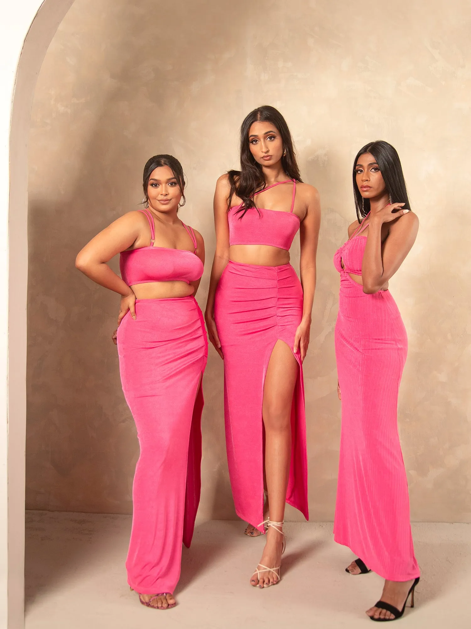 High Waist  Side Pleated Maxi Skirt