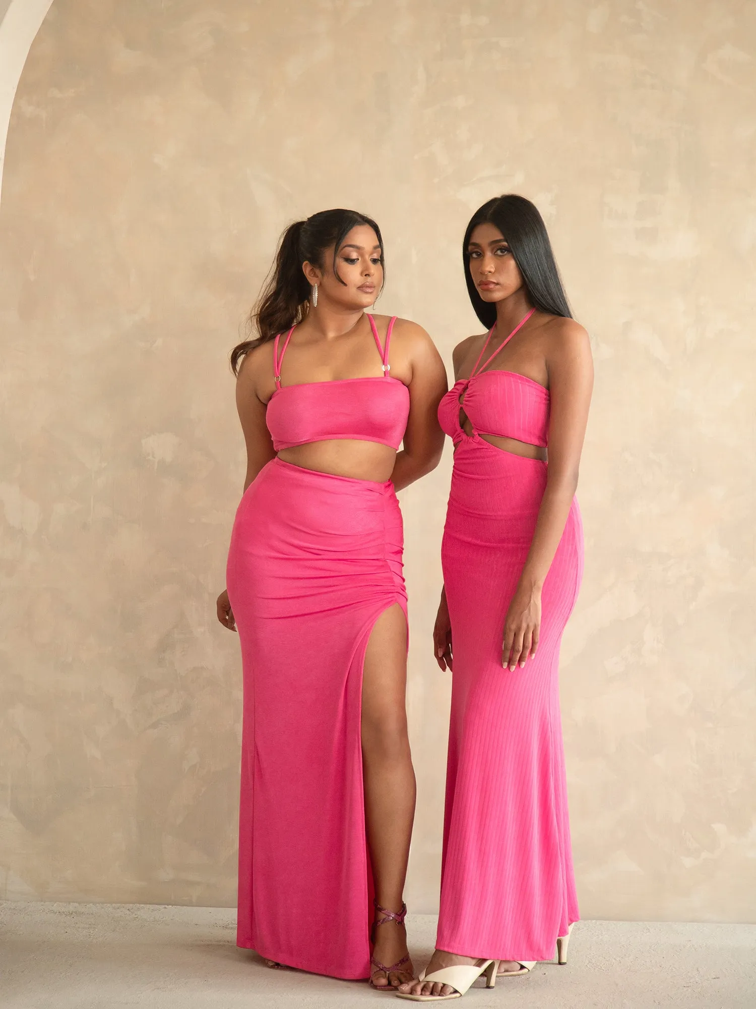 High Waist  Side Pleated Maxi Skirt