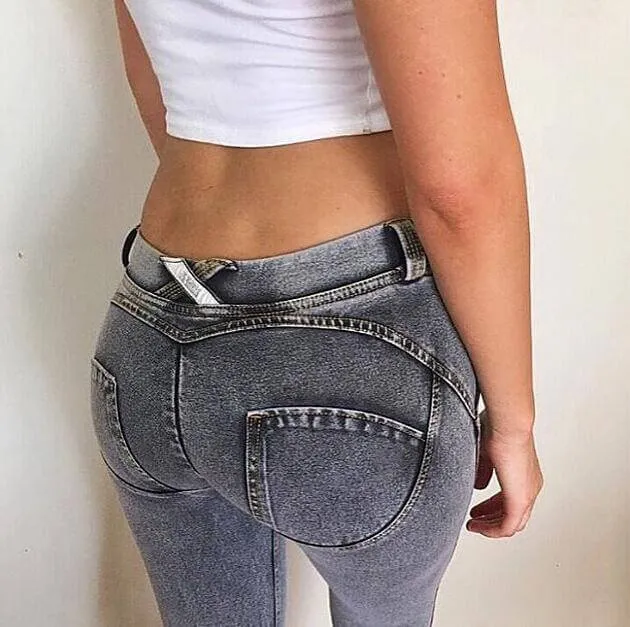 High Waist Stretch Jeans Sports Pants
