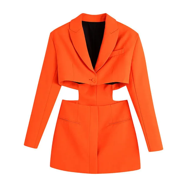 Hollow Out Waist Blazer Dress