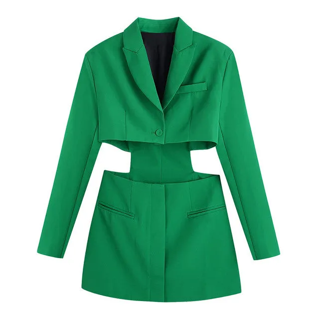 Hollow Out Waist Blazer Dress