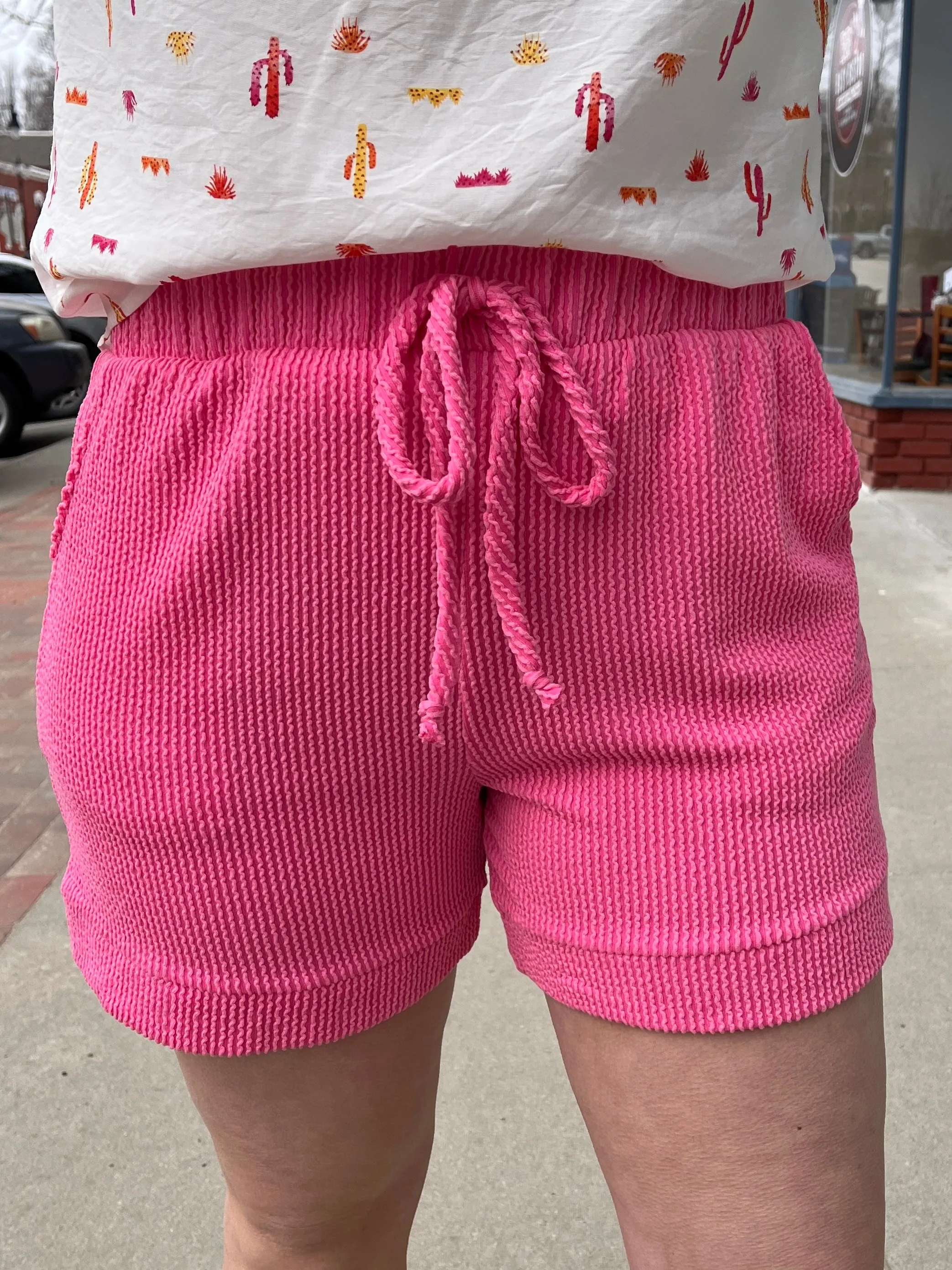 Hot Pink Ribbed Shorts