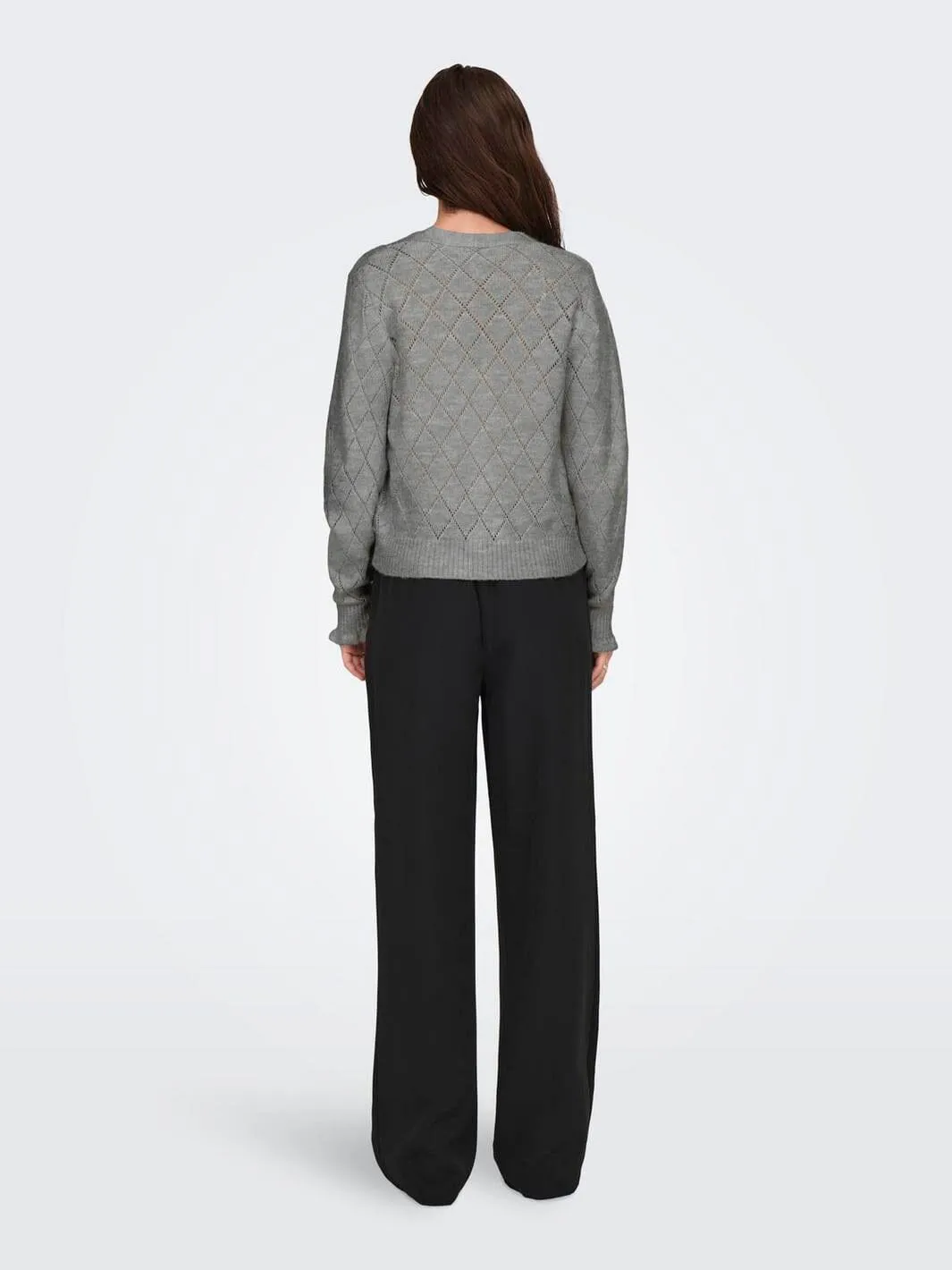 JDY - JDYletty L/S V-Neck Struc Cardi Knt - 4370867 Light Grey Melange