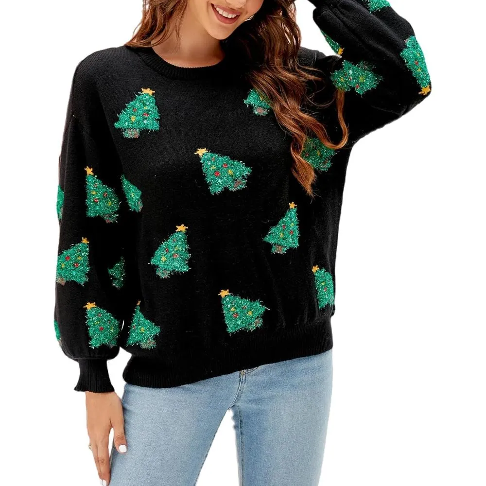 Knitted Sweater with a Christmas Holiday Theme