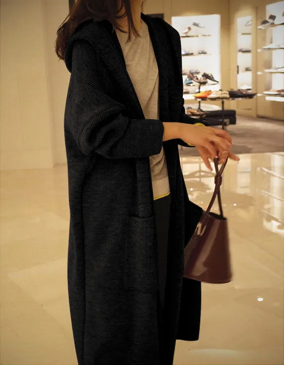 Korean All-Matching Hooded Mid-Length Loose Slim Look Women Trendy Cardigan Tops Outerwear