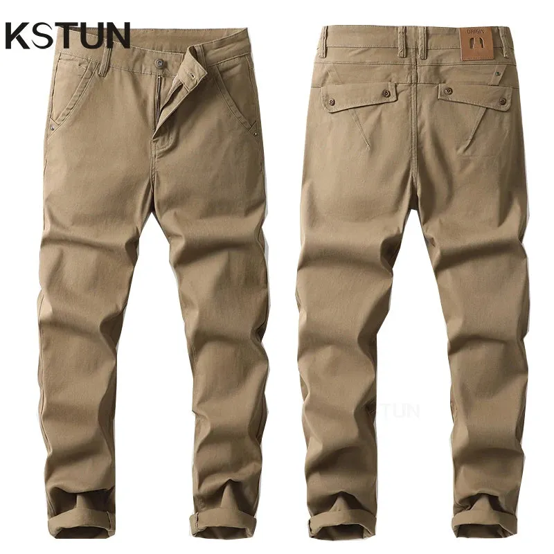 KSTUN Men's Luxury Clothing Casual Pants Fashion Pockets Desinger Full Length Trousers Men Original Brand Straight Cut Stretch