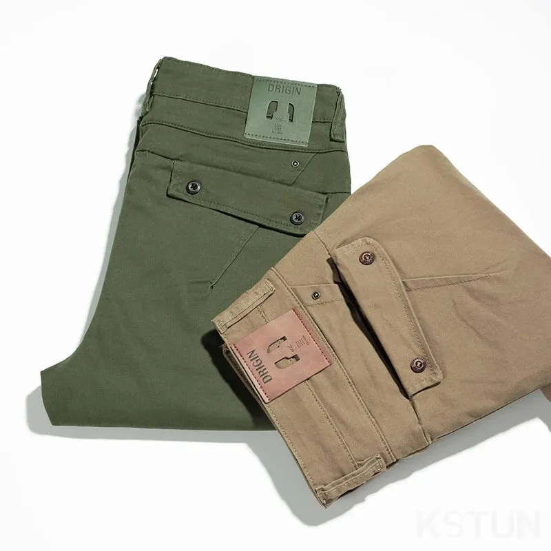 KSTUN Men's Luxury Clothing Casual Pants Fashion Pockets Desinger Full Length Trousers Men Original Brand Straight Cut Stretch