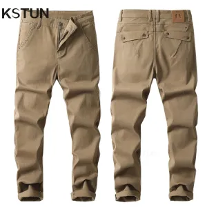 KSTUN Men's Luxury Clothing Casual Pants Fashion Pockets Desinger Full Length Trousers Men Original Brand Straight Cut Stretch