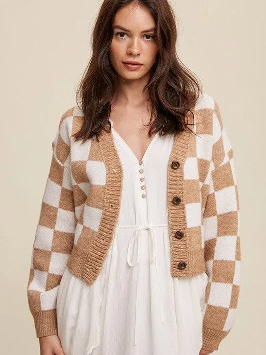 Layer Up in Gingham Button Up Cropped Cardigan