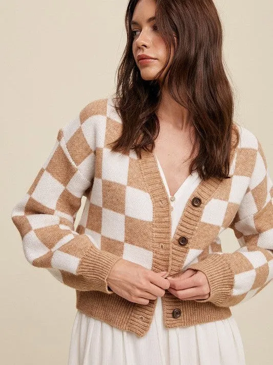 Layer Up in Gingham Button Up Cropped Cardigan