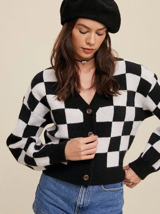 Layer Up in Gingham Button Up Cropped Cardigan