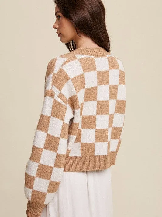 Layer Up in Gingham Button Up Cropped Cardigan