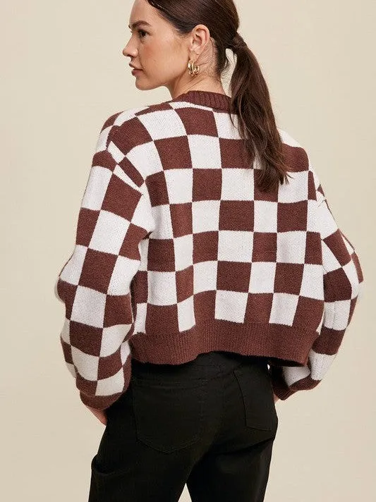 Layer Up in Gingham Button Up Cropped Cardigan