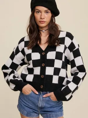 Layer Up in Gingham Button Up Cropped Cardigan